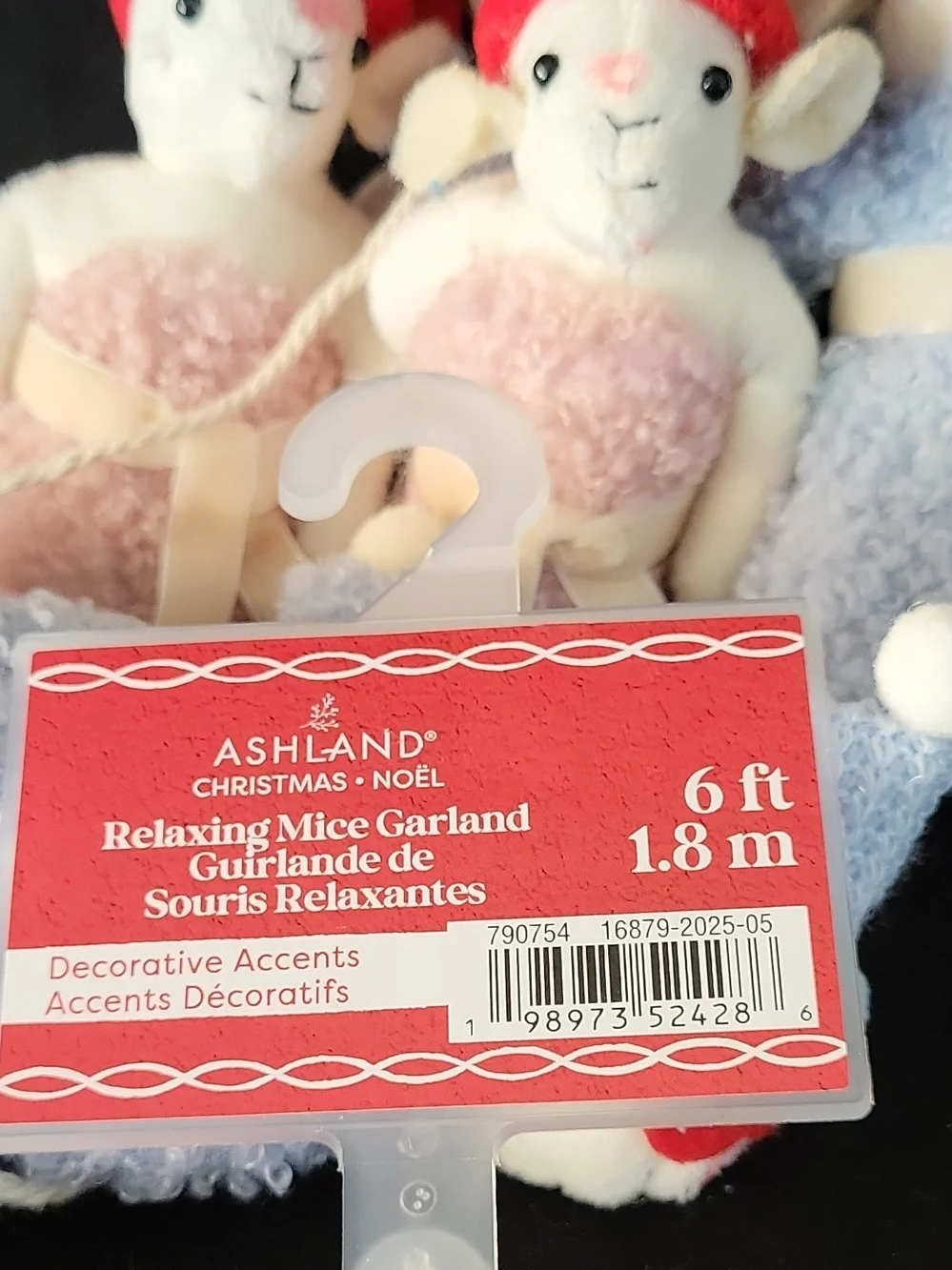 Ashland Red and Cream Plush Relaxing Mice Garland